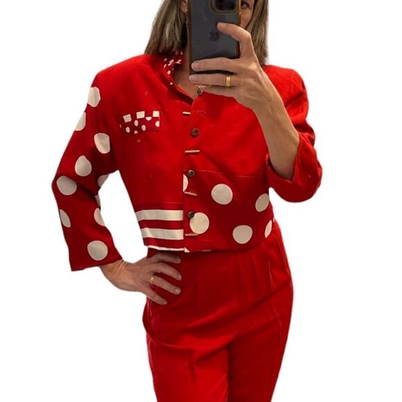 Dina Barel For Hi Tech Vintage Jacket and Matching Rayon Pants Set.Size S - Picture 5 of 16